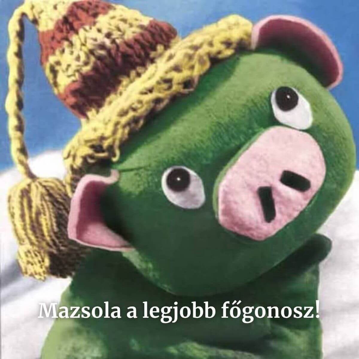 Mazsola, a zöld báb-malacfigura, a klasszikus magyar mese (Mazsola és Tádé) főszereplője.