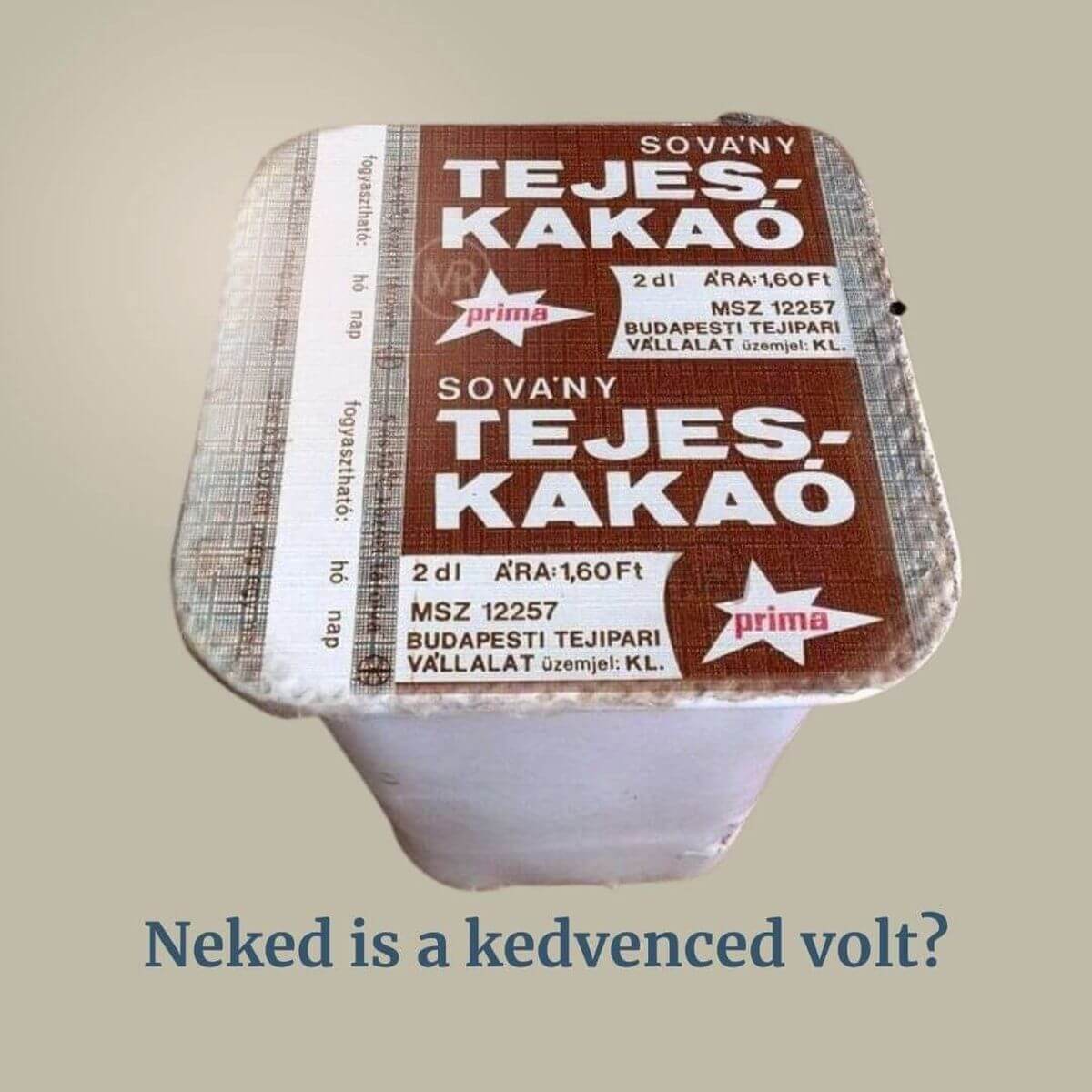 Retró, dobozos Tejes Kakaó (Prima márka), a Kádár-kori iskolai menza ikonikus itala.