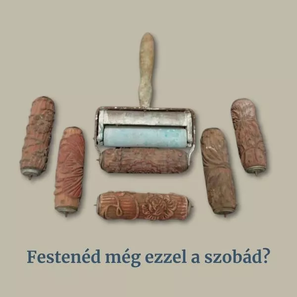 Retró szobafestő henger mintázattal, a 70-es, 80-as évek DIY falfestési technikája.